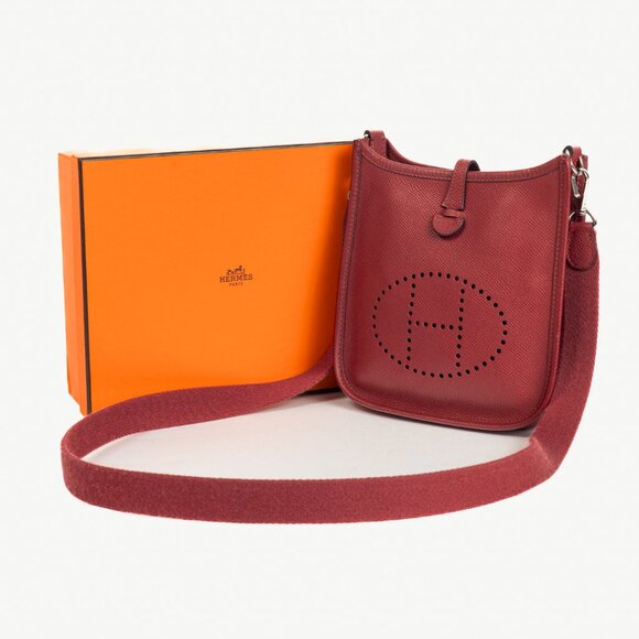 Hermes Evelyne TPM Rouge Grenat Taurillon Clemence Leather Shoulder Bag - Picture 15 of 15